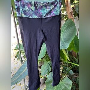 Lululemon sz 4 watercolor fold-over capri leggings